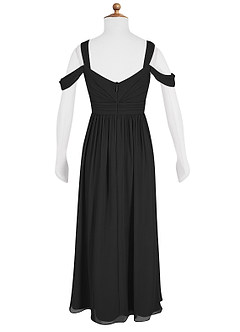 Azazie Lianne Junior Vestido de Negro de Gasa de Acampanado con Vestidos sin tirantes image5