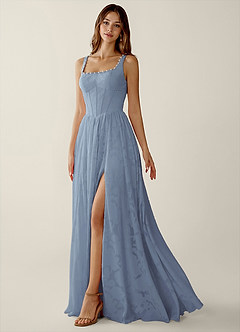 Megan Powder Blue Lace A-line Prom Dress image5