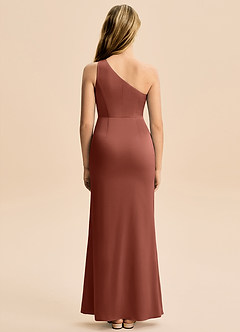 Azazie Akilah Junior Robe Fourreau en Satin extensible Plissée Auburn image6