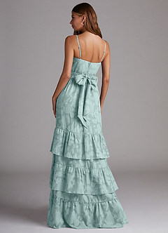 Azazie Nathalia Bridesmaid Dresses Mist A-Line Bow Floral Burnout Dress image2