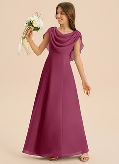 Azazie Lambie Junior Mulberry A-Line Pleated Chiffon Dress image2