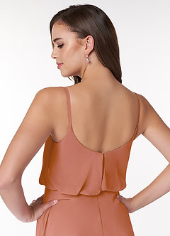Azazie Lupe Robes de demoiselle d'honneur Robe Trapèze en Mousseline de soie Blouson échancré Mai Tai image6