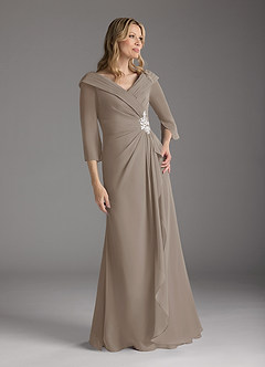 Azazie Jaycee Mother of the Bride Dresses Taupe A-Line Chiffon Dress image1