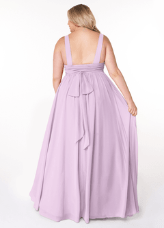Azazie Kora Brautjungfernkleider A-Linie Plissee Chiffon Kleid Frostiges Flieder image2