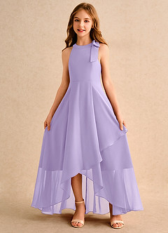 Azazie Boop Girls Formal vestidos de niña de las flores Vestido de Lila de Gasa de Corte en A con Lazo image5