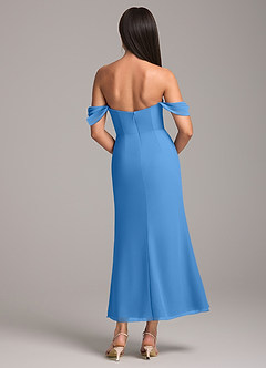 Azazie Saige Bridesmaid Dresses Blue Jay Sheath Off the Shoulder Chiffon Convertible Dress image5