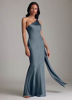 Azazie Galinda Brudtärnklänningar Klä av Sjöjungfru i Stretch Satin Ena axeln Skymning image5