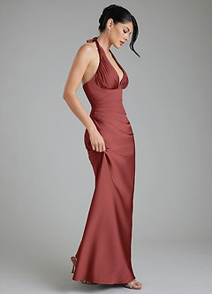 Azazie Torrance Bridesmaid Dresses Terracotta Mermaid Corset Stretch Satin Dress image7