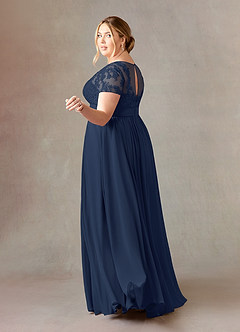 Azazie Annette Mother of the Bride Dresses Dark Navy A-Line Lace Chiffon Dress image10
