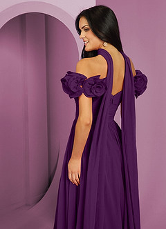 Barbie ♥ Azazie Jurken voor bruidsmeisjes Converteerbaar Jurk van Chiffon met A-Lijn Off the Shoulder Druif image7