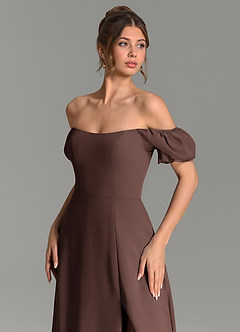 Azazie Jaden Bridesmaid Dresses Ganache A-Line with Pockets Chiffon Dress image2