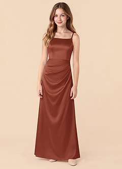 Azazie Renna Junior Auburn Mermaid Pleated Stretch Satin Dress image5