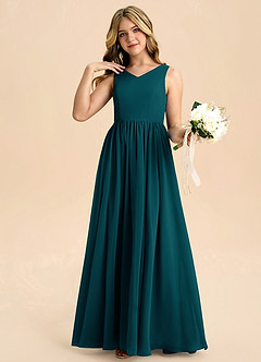 Azazie Hathaway Junior Pine A-Line Bow Chiffon Dress image5