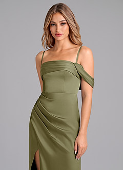 Azazie Lisbeth Bridesmaid Dresses Pistachio Mermaid Off the Shoulder Stretch Satin Convertible Dress image2