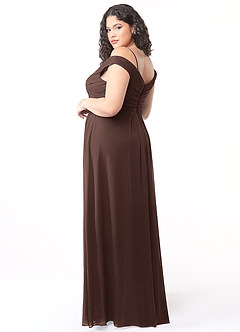 Azazie Audrianna Final Sale Burgundy A-Line Off-The-Shoulder Gathered Chiffon Convertible Dress image10