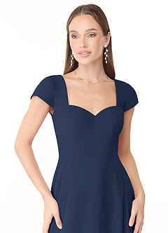 Azazie Hainsly Bridesmaid Dresses Dark Navy A-Line Sweetheart Neckline Chiffon Dress image5