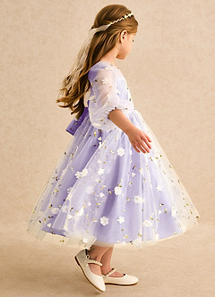 Azazie Elowen Flower Girl Dresses Lilac A-Line Sweetheart Neckline Lace Dress image6