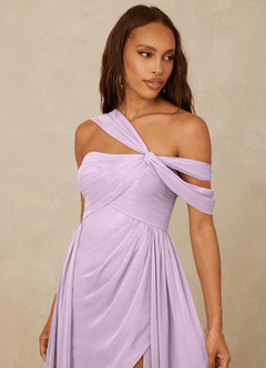 Christian Siriano Bridal for Azazie 1014 Bridesmaid Dresses Frosted Lilac A-Line Off the Shoulder Chiffon Dress image7