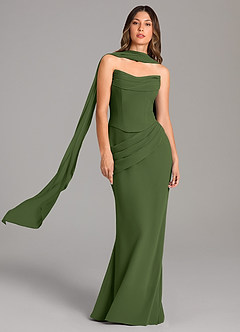 Azazie Sorrel Bridesmaid Dresses Olive Mermaid Corset Chiffon Dress image1