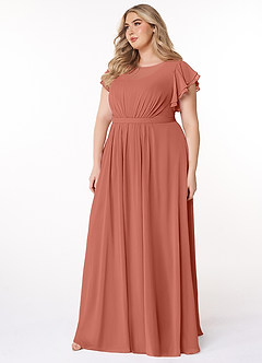 Azazie Daphne Modest Bridesmaid Dresses A-Line Ruffled Chiffon Floor-Length Dress image8