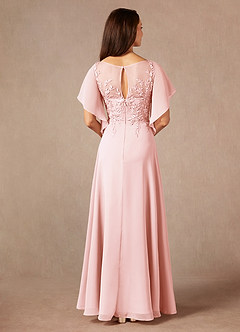 Azazie Faviola Mother of the Bride Dresses Blushing Pink A-Line Boatneck sequins Chiffon Dress image2