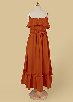 Azazie Karmen Flower Girl Dresses Paprika A-Line Ruched Chiffon Dress image7