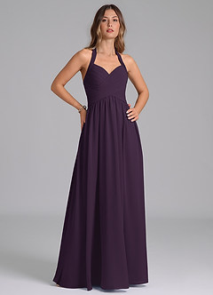 Azazie Darlyn Brudtärnklänningar Klänning av A-Linje i Chiffong Sweetheart halsringning Plommon image4