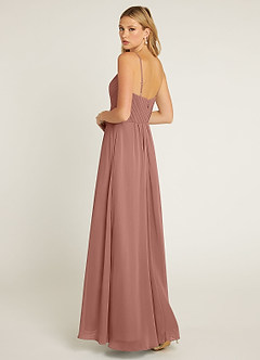 Azazie Shannon Venta Final Vestido de Agave de Gasa de Corte en A con Plisado image5