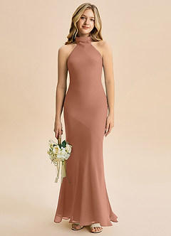Azazie Velli Junior Bronzer Mermaid High Neck Chiffon Dress image1