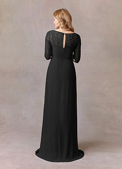 Azazie Leonine vestidos de madre de la novia Vestido de Negro de Gasa de Corte En A con Encaje image5