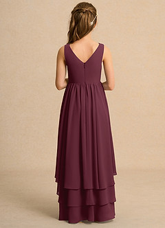 Azazie Kitten Girls Formal Robe Demoiselle D'honneur Fillette Robe Trapèze en Mousseline de soie Cabernet image2