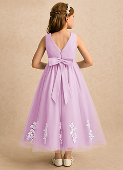 Azazie Rylie Blumenmädchenkleider A-Linie Spitze Tüll Kleid Bonbonrosa image1