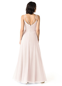 Azazie Janine Bridesmaid Dresses Rose Petal A-Line V-Neck Chiffon Dress image4