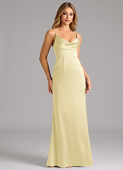 Azazie Aimee Brudtärnklänningar Klä av A-Linje i Stretch Satin Älskling Halsringning Citronsorbet image3