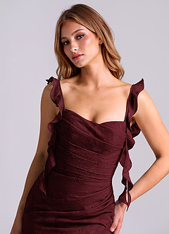 Azazie Jessamine Final Sale Cabernet Mermaid Corset Floral Burnout Dress image7