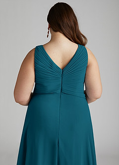 Azazie Flora Bridesmaid Dresses Ink Blue A-Line Pleated Chiffon Dress image14
