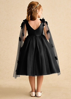 Azazie Staria Blumenmädchenkleider Ballkleid Gestreift Tüll Kleid Schwarz image2