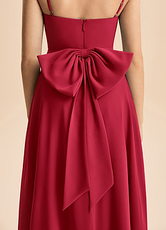 Azazie Bear Junior Robe Trapèze en Mousseline de soie Plissée Écarlate image7