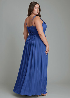 Azazie Stephanie Bridesmaid Dresses Royal Blue A-Line Pleated Stretch Satin Dress image8