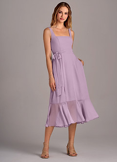 Azazie Deb Bridesmaid Dresses Wisteria A-Line with Pockets Chiffon Convertible Dress image4