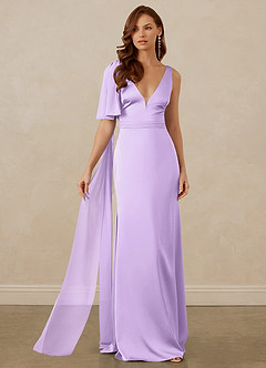 Christian Siriano Bridal for Azazie 1011 Bridesmaid Dresses Lilac Mermaid Bow Stretch Satin Dress image6