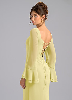 Azazie Leone Bridesmaid Dresses Lemon Sorbet Mermaid Corset Chiffon Dress image2