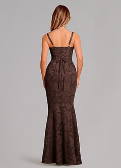 Azazie Aubrey 신부 들러리 드레스 인어 절하다 플로럴 번아웃 바닥 길이 드레스 image5