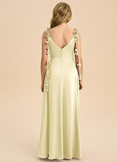 Azazie Gumdrop Junior Lemon Sorbet Empire Pleated Stretch Satin Dress image7