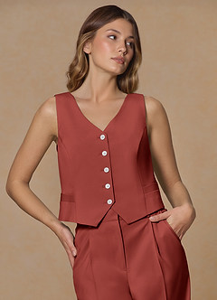 front Rowan Terracotta Refined Weave Performance vest