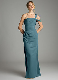 Azazie Tati Jurken voor bruidsmeisjes Jurk van Mesh met Kolom Off the Shoulder Bermuda image2