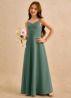Azazie Hollie Girls Formal Final Sale Dusty Sage A-Line Sweetheart Neckline Chiffon Dress image1