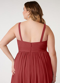 Azazie Chanel Bridesmaid Dresses Rust A-Line Pleated Chiffon Dress image11
