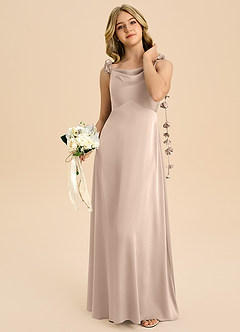Azazie Gumdrop Junior English Rose Empire Pleated Stretch Satin Dress image2