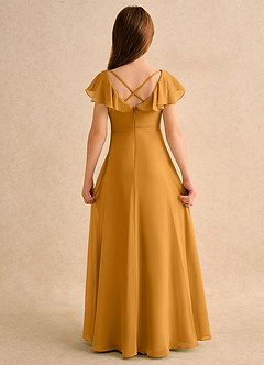 Azazie Nari Girls Formal Blumenmädchenkleider A-Linie mit ärmel Chiffon Kleid Butterscotch image7